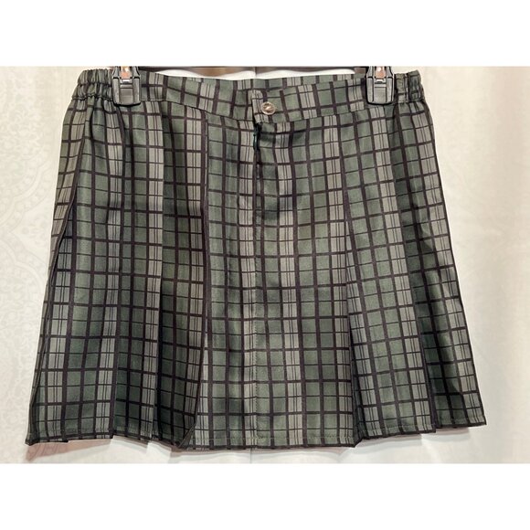 Plaid School Girl Costume Set M Includes Skirt Tie Bow & Black Thigh-High Stocki - Picture 6 of 7